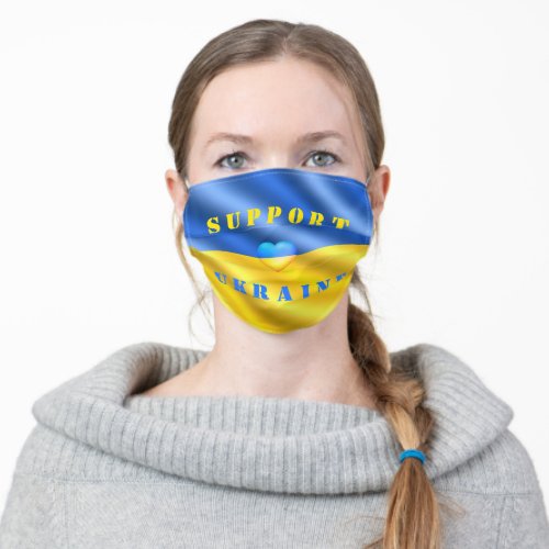 Support Ukraine _ Freedom Peace _ Flag of Ukraine Adult Cloth Face Mask
