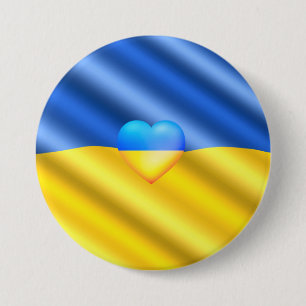 Support Ukraine Freedom Peace Heart - Ukraine Flag Button