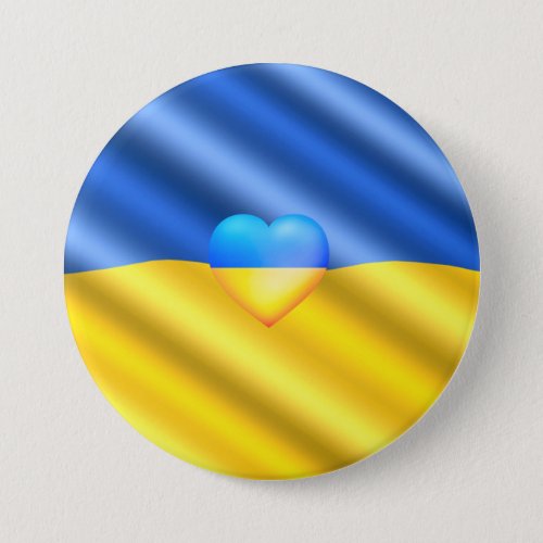 Support Ukraine Freedom Peace Heart _ Ukraine Flag Button