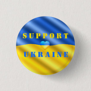 Support Ukraine Freedom Peace Heart - Ukraine Flag Button