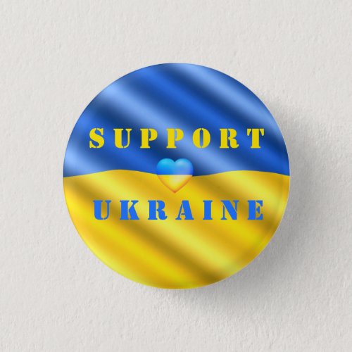 Support Ukraine Freedom Peace Heart _ Ukraine Flag Button