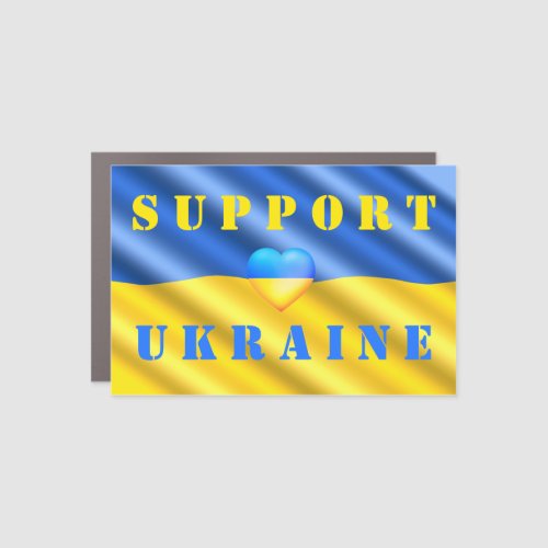 Support Ukraine Freedom Peace Heart _ Ukraine Flag Car Magnet