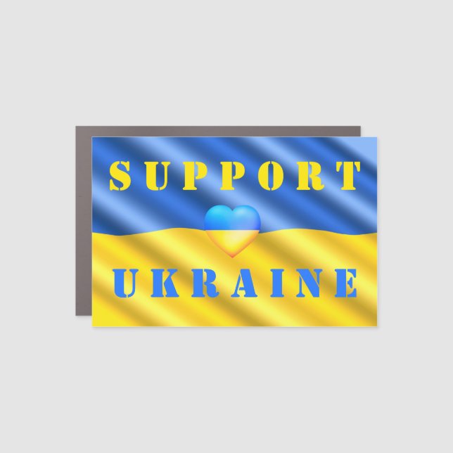 Support Ukraine Freedom Peace Heart - Ukraine Flag Car Magnet (Front)