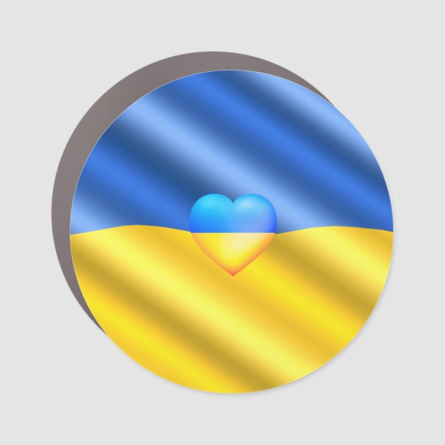 Support Ukraine - Freedom - Peace - Ukraine Flag  Car Magnet (Front)