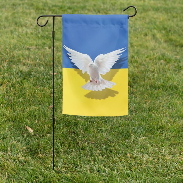 Support Ukraine Garden Flag Dove of Peace (In SItu)