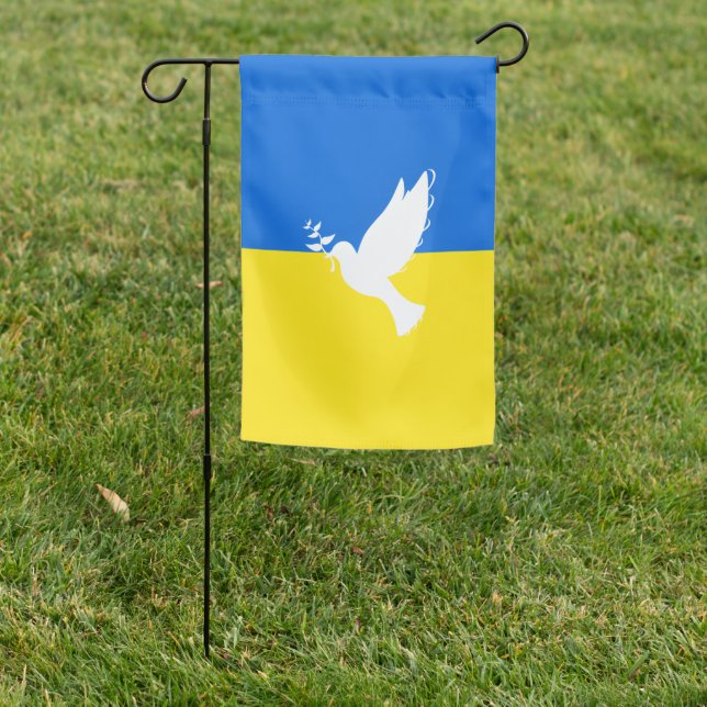 Support Ukraine Garden Flag Peace Dove - Freedom (In SItu)