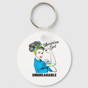 Support Ukraine Girl Unbreakable Strong Ukrainian  Keychain