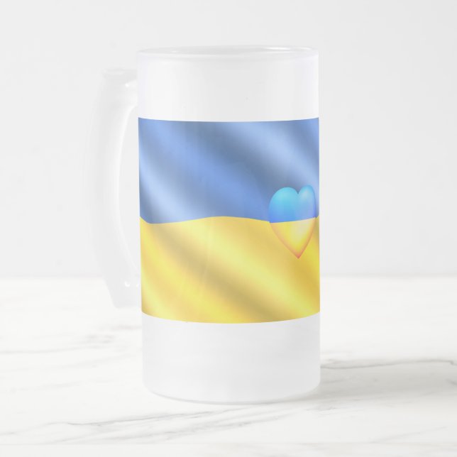 Support Ukraine Glass Beer Mug - Freedom (Front Left)