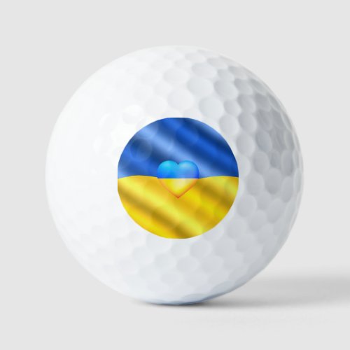 Support Ukraine Golf Balls Ukrainian Flag Heart