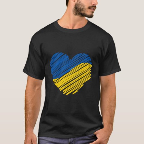 Support Ukraine Heart Ukrainian Flag T_Shirt