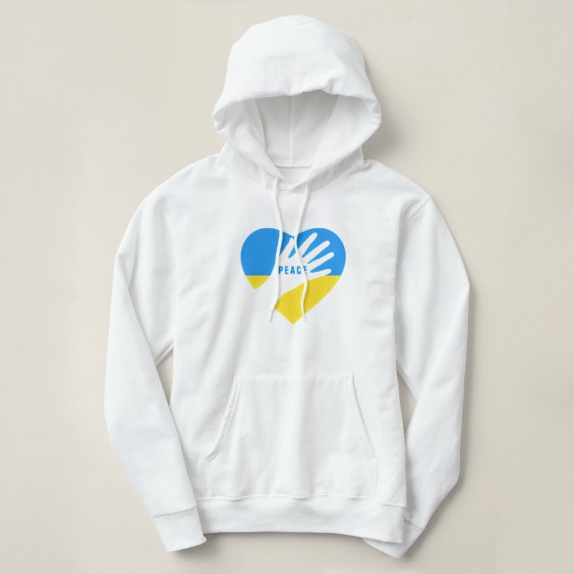 Support Ukraine Hoodie Peace Ukrainian Flag Heart (Design Front)