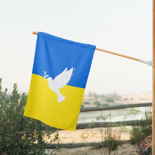 Support Ukraine House Flag Peace Ukrainian Flag (Insitu (Back))