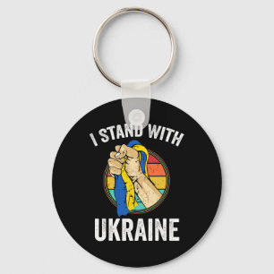 Support Ukraine I Stand With Ukraine Retro Ukraini Keychain