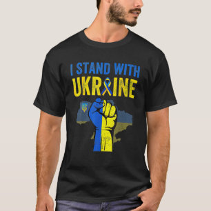 Support Ukraine I Stand With Ukraine Ribbon Flag T-Shirt