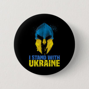 Support Ukraine I Stand With Ukraine Spartan Warri Button
