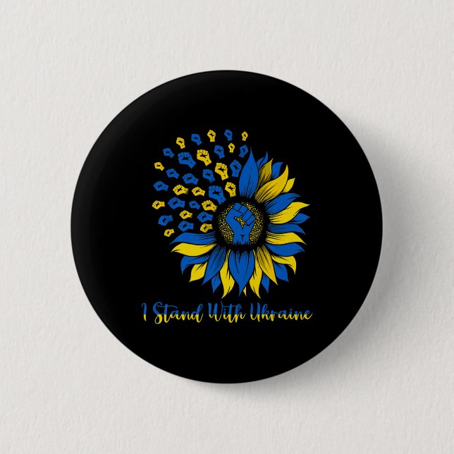 Support Ukraine I Stand With Ukraine Ukraine Sunfl Button (Front)