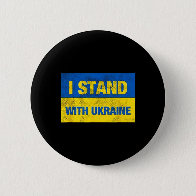 Support Ukraine I Stand With Ukraine Ukrainian Fla Button (Front)