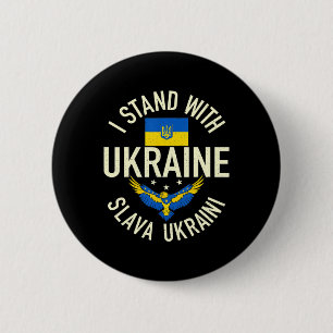 Support Ukraine I Stand With Ukraine Ukrainian Fla Button