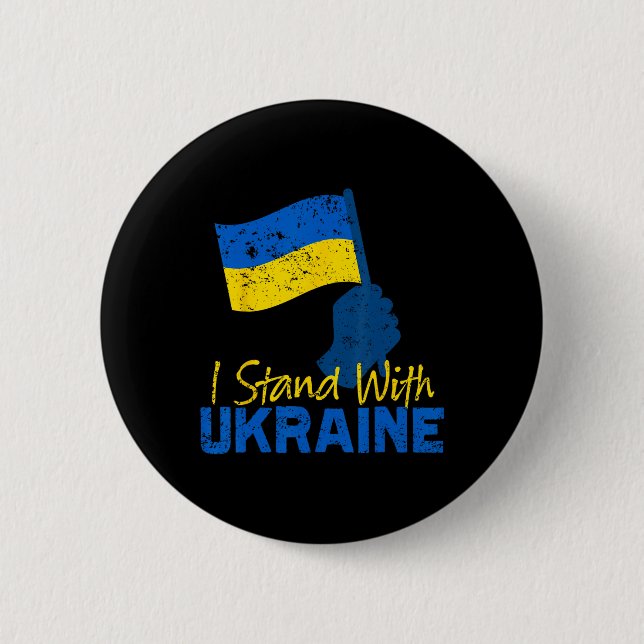 Support Ukraine I Stand With Ukraine Ukrainian Fla Button (Front)