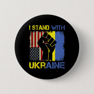 Support Ukraine I Stand With Ukraine Ukrainian Fla Button
