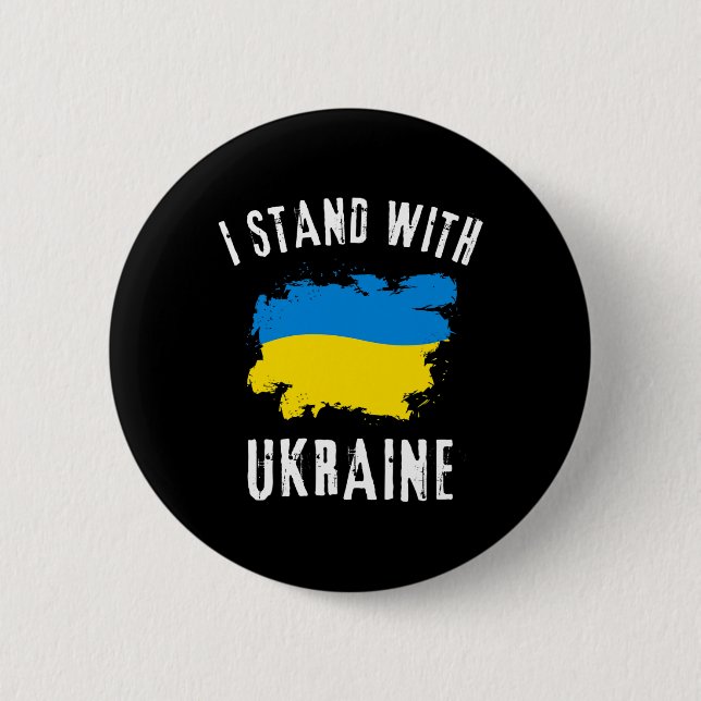 Support Ukraine I Stand With Ukraine Ukrainian Fla Button (Front)