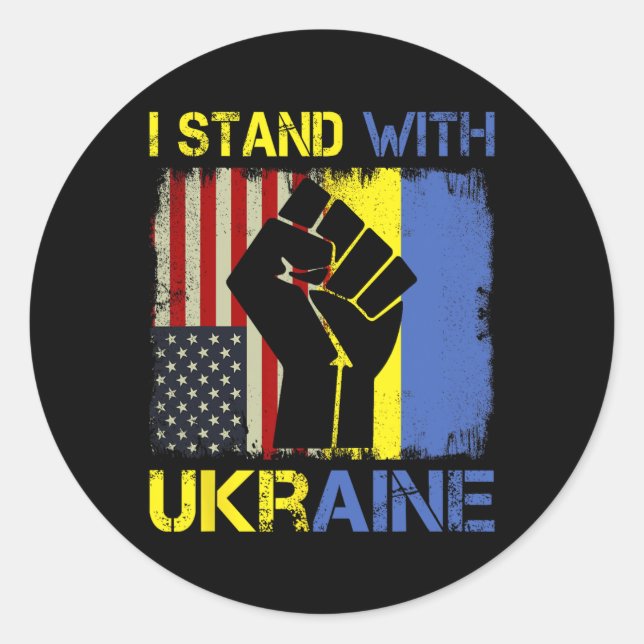 Support Ukraine I Stand With Ukraine Ukrainian Fla Classic Round Sticker (Front)