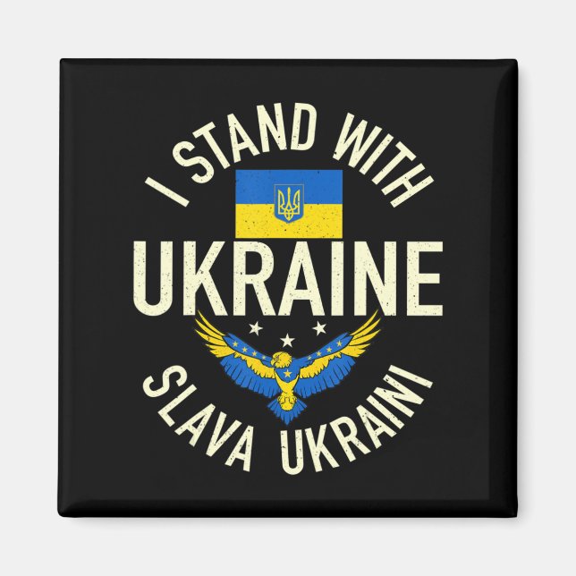Support Ukraine I Stand With Ukraine Ukrainian Fla Magnet (Front)