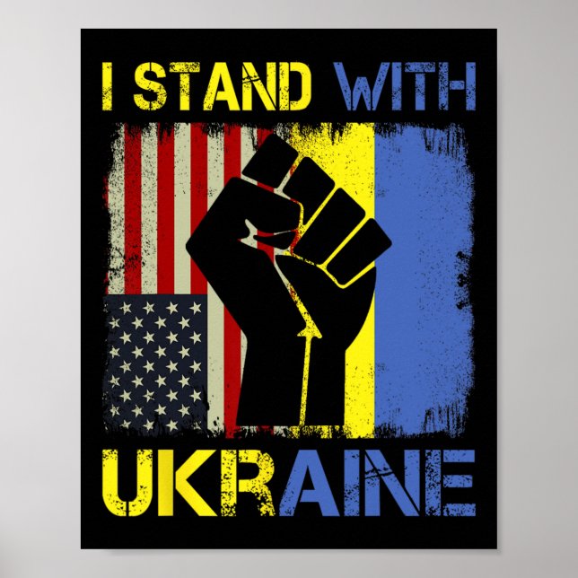 Support Ukraine I Stand With Ukraine Ukrainian Fla Poster (Front)