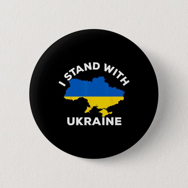 Support Ukraine I Stand With Ukraine Ukrainian Map Button (Front)
