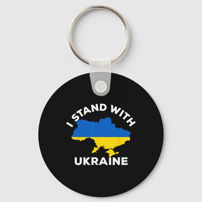 Support Ukraine I Stand With Ukraine Ukrainian Map Keychain (Front)