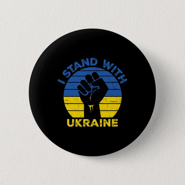 Support Ukraine I Stand With Ukraine Ukrainianflag Button (Front)