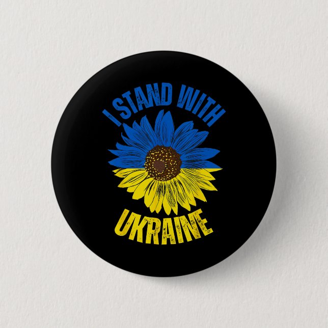 Support Ukraine I Stand With Ukrainian Flag Slava  Button (Front)