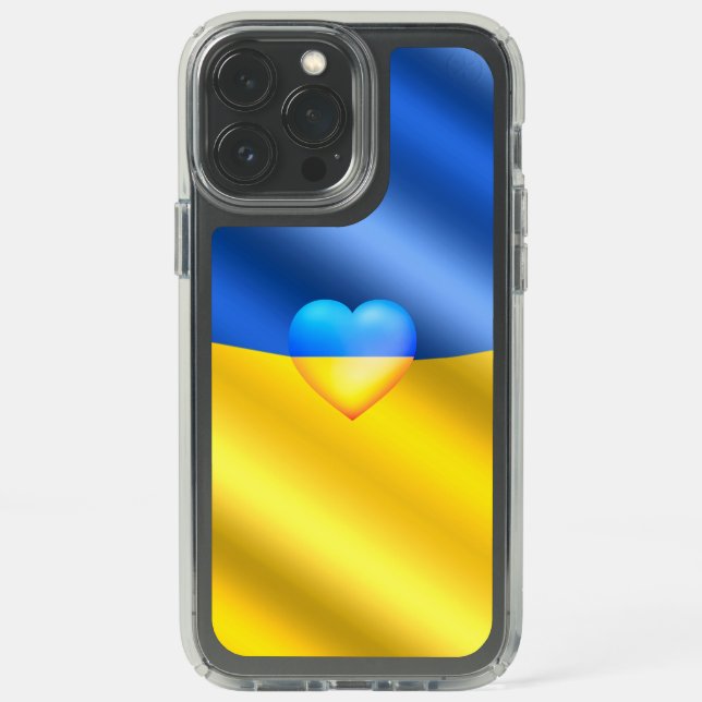Support Ukraine iPhone Case Ukrainian Flag Heart (Front)