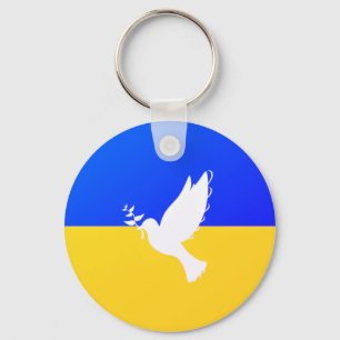 Support Ukraine Keychain Peace Dove Ukrainian Flag