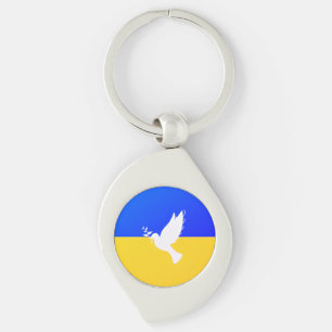 Support Ukraine Keychain Peace Dove Ukrainian Flag