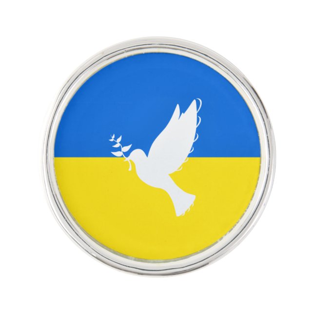 Support Ukraine Lapel Pin Peace Dove - Freedom (Front)
