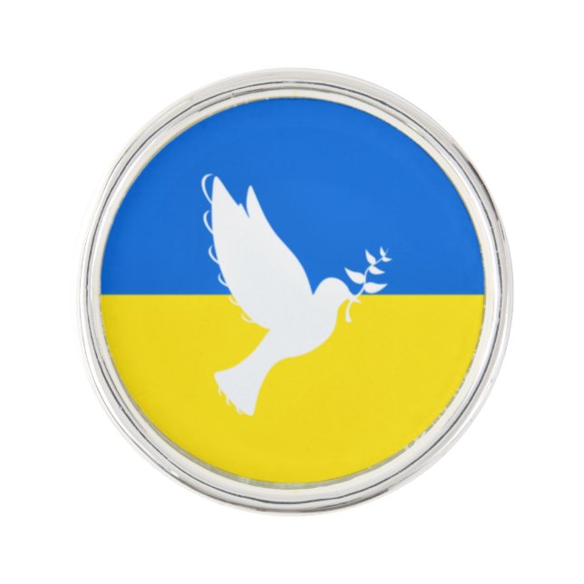 Support Ukraine Lapel Pin Peace Dove - Freedom (Front)