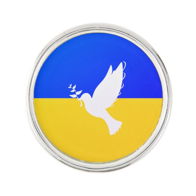 Support Ukraine Lapel Pin Peace Dove Ukraine Flag (Front)