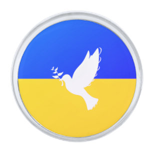 Support Ukraine Lapel Pin Peace Dove Ukrainie Flag