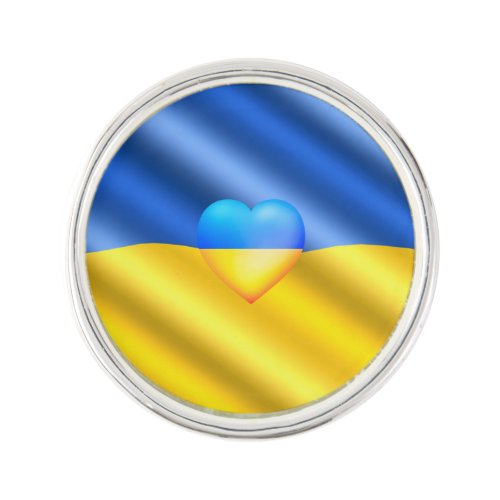 Support Ukraine Lapel Pin Ukrainian Flag Heart