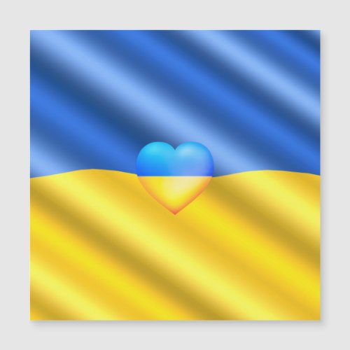 Support Ukraine Magnet Ukrainian Flag Heart