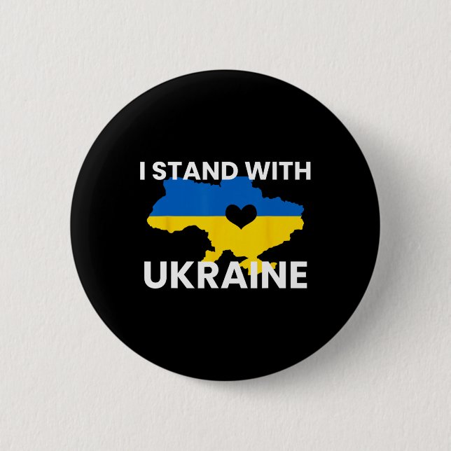Support Ukraine Map Heart Stand Together Ukraine S Button (Front)