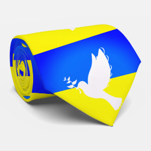 Support Ukraine Neck Tie Peace Dove Ukrainian Flag
