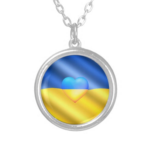 Support Ukraine Necklace Ukrainian Flag Heart