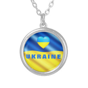 Support Ukraine Necklace Ukrainian Flag Heart