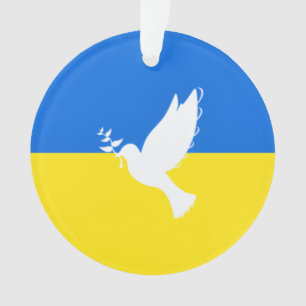 Support Ukraine Ornament Peace Dove Ukrainian Flag