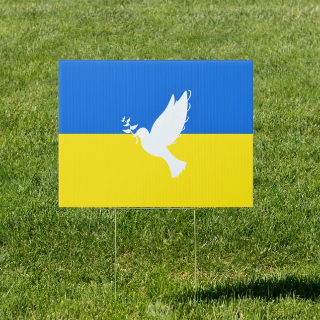 Support Ukraine Outdoor Sign Peace Dove - Freedom (Insitu)