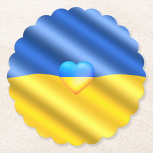Support Ukraine Paper Coaster Ukrainian Flag Heart