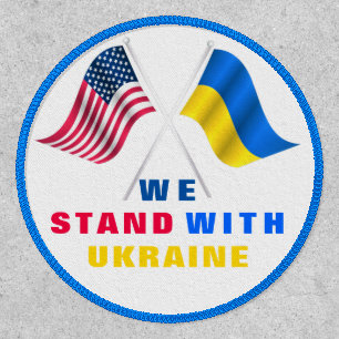 Support Ukraine Patch with USA and Ukrainian Flags