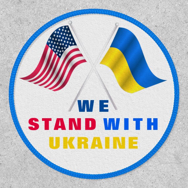 Support Ukraine Patch with USA and Ukrainian Flags (Front)